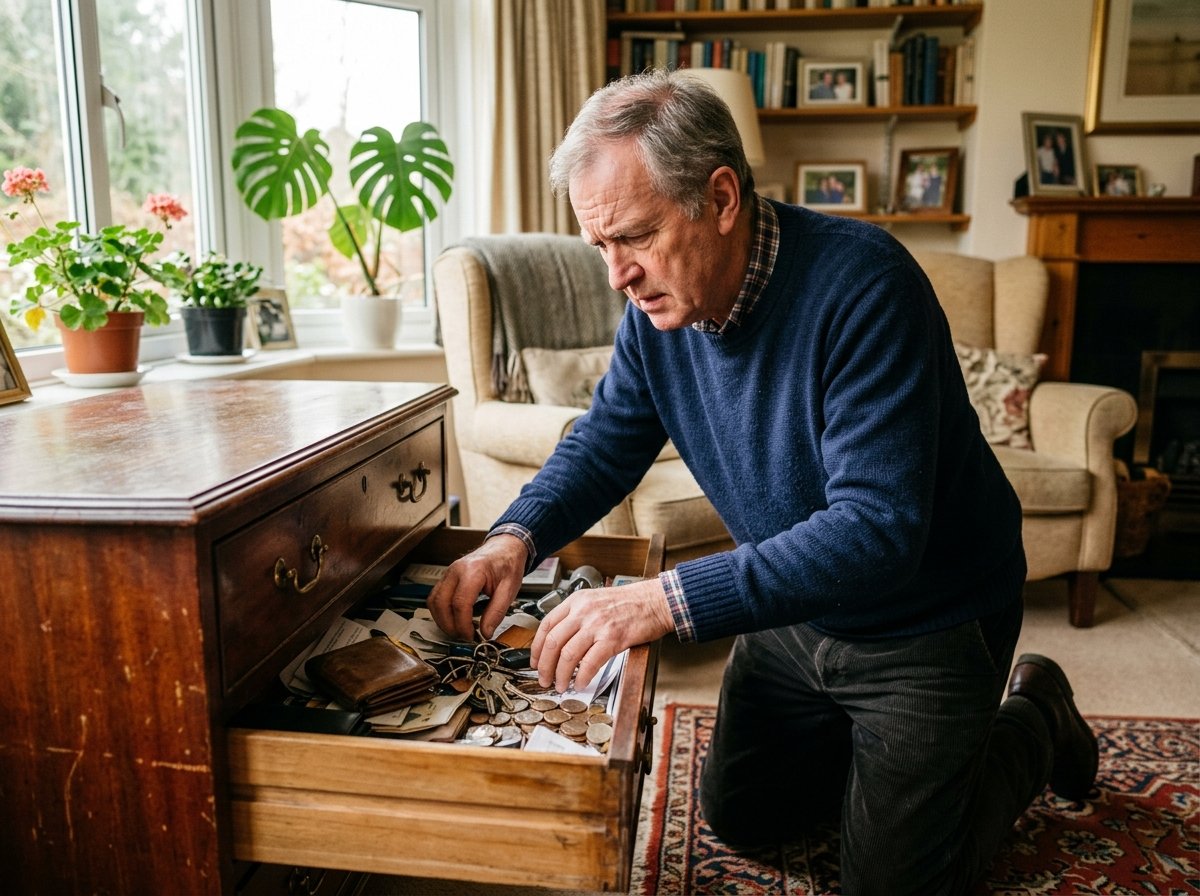 Man die thuis op zoek is naar verloren sleutels